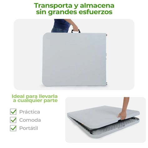 Mesa plegable blanca 1.80 mts-3