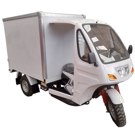 Triciclo de carga con caja cerrada y cabina-0