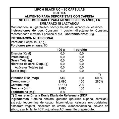 Lipo6 Black Ultra Concentrate Cafeína 60 Caps Nutrex Pote Sin Sabor-2