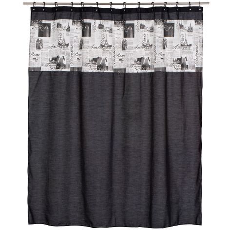 CORTINA DE BAÑO NEGRO DISEÑO DIARIO 200 X 200 CMS-0