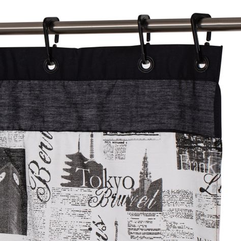 CORTINA DE BAÑO NEGRO DISEÑO DIARIO 200 X 200 CMS-1