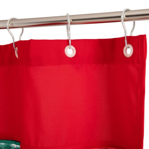 CORTINA Y SET DE BAÑO NAVIDAD 4 PIEZAS ROJO PASCUERO GRANDE-3