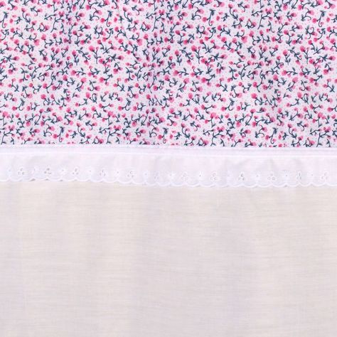 Cortina y Set de baño 7 piezas 180 x 180 cms blanco flores rosadas-3
