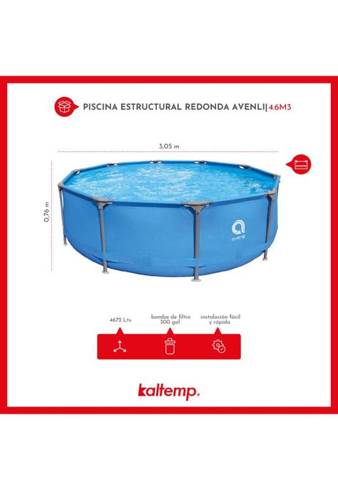 Piscina Estructural Redonda Avenli 3.05 m x 76 cm 4.6m3-4