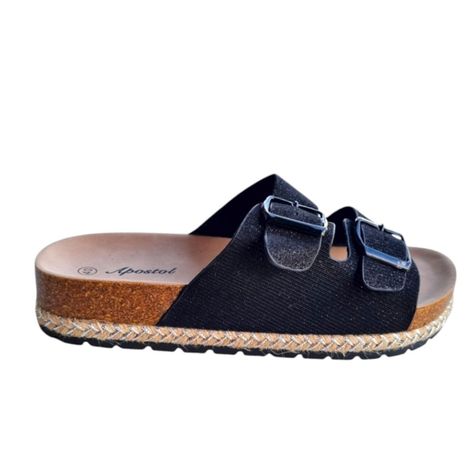 SANDALIAS DOBLE CORREA MUJER NEGRAS-0