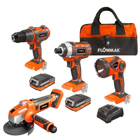Kit Taladro 13mm Atornillador y Linterna 18v Esmeril extra-0