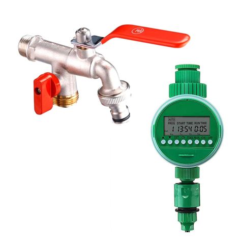 Llave doble 1/2 más programador de riego-0