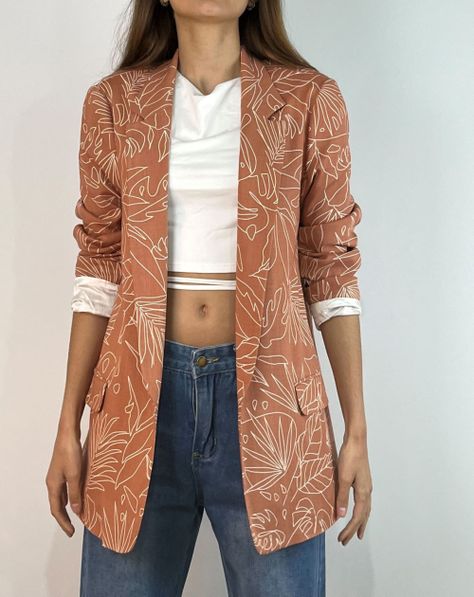BLAZER RECTO ESTAMPADO -0