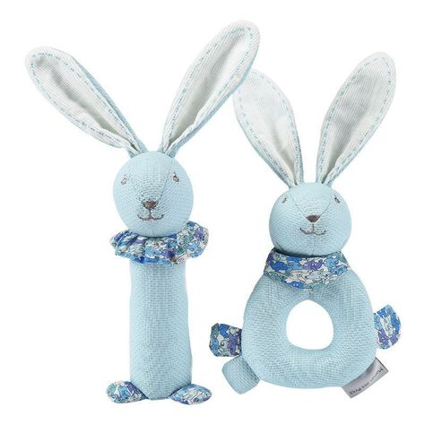 Pack sonajero conejo celeste Tweed-0