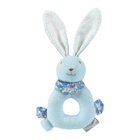 Sonajero redondo mano conejo celeste Tweed-0