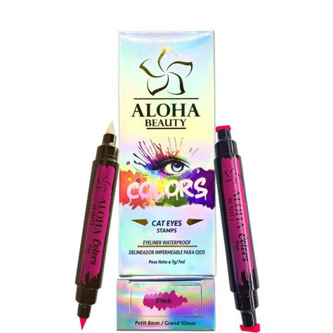 Delineador Cat Eyes Stamps PINK (Kit 4 en 1) de Aloha Beauty-0