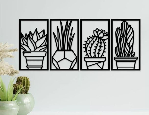 Cuadros Plantas Cactus En Madera Mdf-0
