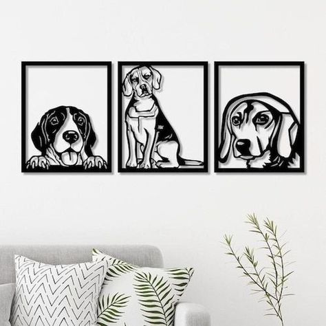 Cuadro Decorativo Artesanal Perro Beagle En Madera Mdf-0