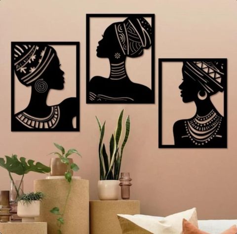 Cuadros Damas Africanas Pack 3 Unidades-1