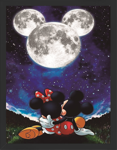 Cuadro Decorativo Luna Mickey Mouse con Marco y vidrio 30x40 CM-0