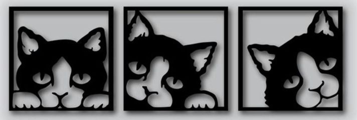 Cuadros Gatos De La Suerte 20cmx20cm Pack 3ud-1