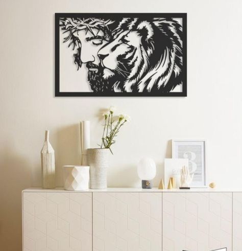 Cuadro Decorativo Artesanal Jesús Y Leo En Madera Mdf 3mm-0