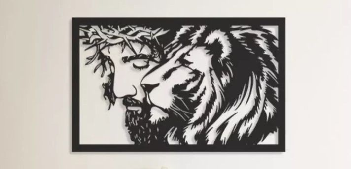 Cuadro Decorativo Artesanal Jesús Y Leo En Madera Mdf 3mm-1