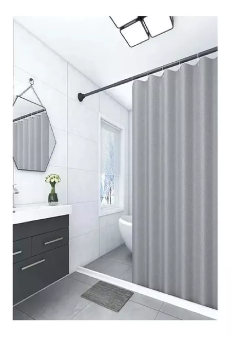 Cortina Ducha Baño 180x180 Plastico Gris Elegante -1