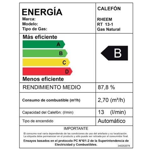 Calefont 13 litros Gas natural Tiro Natural Rheem-9