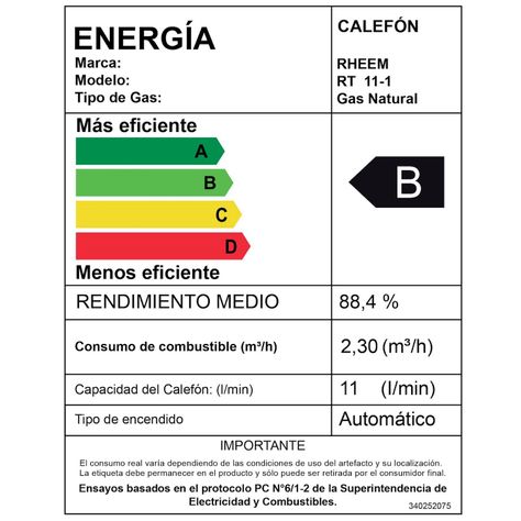Calefont 11 litros Gas natural Tiro Natural Rheem-6
