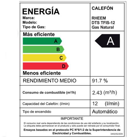Calefont 12 litros Gas natural Tiro forzado Rheem-6