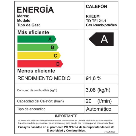 Calefont 21 litros Gas licuado Tiro forzado Rheem-7