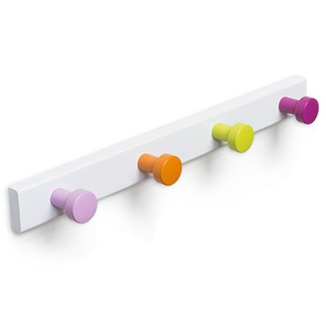Percha 4 Pomos Colores Base Blanca-0