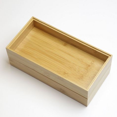 2 Cajas Apilables Bambú Natural hbt Tamaño L 28x14x5 cm-1
