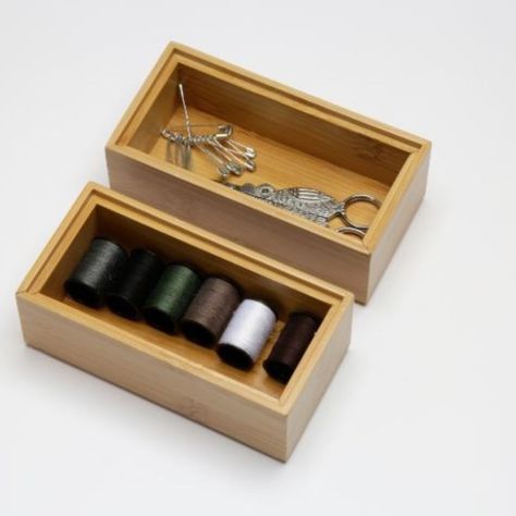 2 Cajas Apilables Bambu Natural hbt Tamaño XS 14x7x5 cm-1