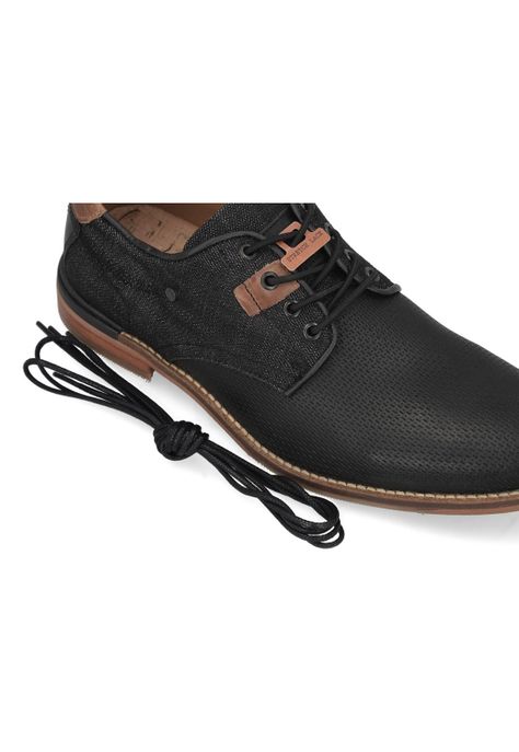 Zapatos Cordones Cuero Y Textil Gospic-0-62 Negro-3