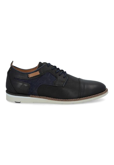 Zapatos Cordones Cuero Y Textil Ploce-0-30 Negro-1