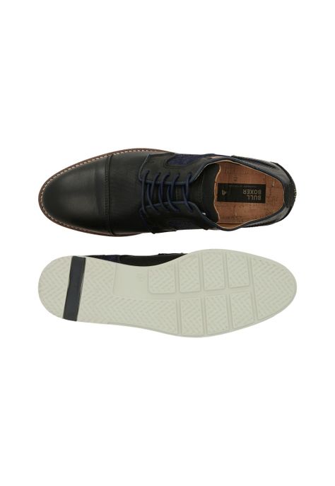 Zapatos Cordones Cuero Y Textil Ploce-0-30 Negro-2