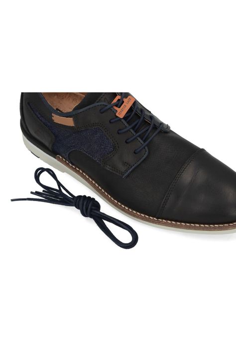 Zapatos Cordones Cuero Y Textil Ploce-0-30 Negro-3