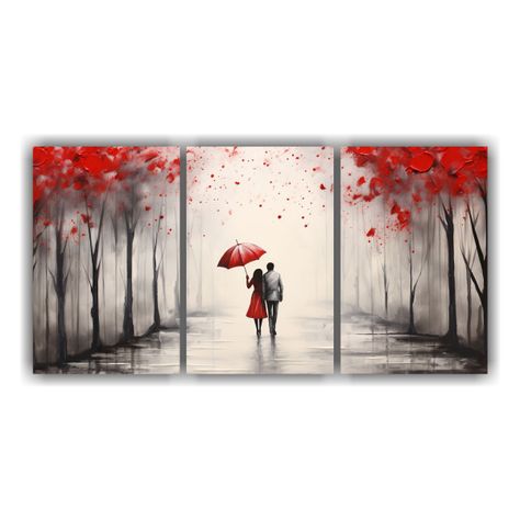 Pinturas Decorativas De Amor Bajo El Paraguas 120x60 Cm-0