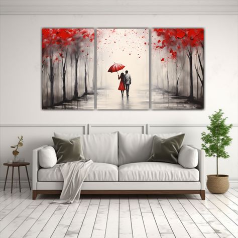 Pinturas Decorativas De Amor Bajo El Paraguas 120x60 Cm-2