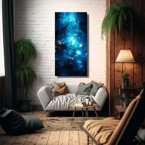 Cuadro Espectacular Llamativo Arte Abstracto Azul  50x100cm-2