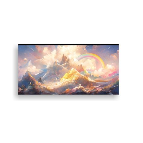 Cuadro Abstracto Montañas Nevadas Con Arco Iris 140x70cm-0
