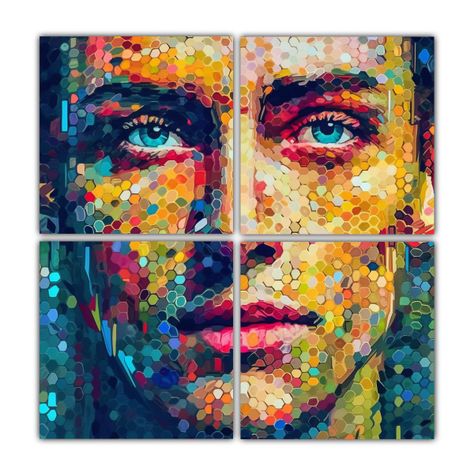 Pinturas Abstractas Estilo Decorativo En 4 Lienzos 180x180 Cm-0