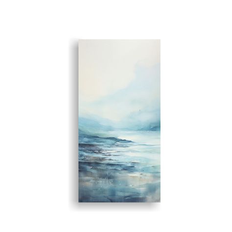 Paisaje Costero Abstracto En Pintura Decorativa 40x80cm-0