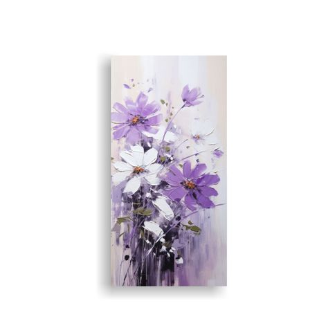 Pintura Abstracta De Flores En Lienzo En Tonos 50x100cm-0