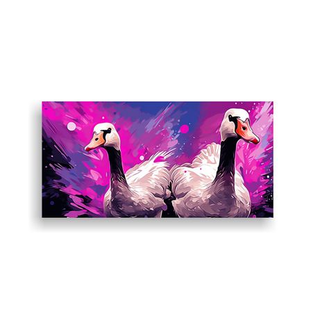 Imagen De Gansos En Colores Morado Y Rosa Arte 40x20 Cm-0