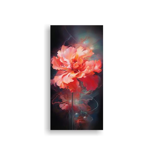 Pintura Abstracta Floral Detallada En óleo: 40x80cm-0