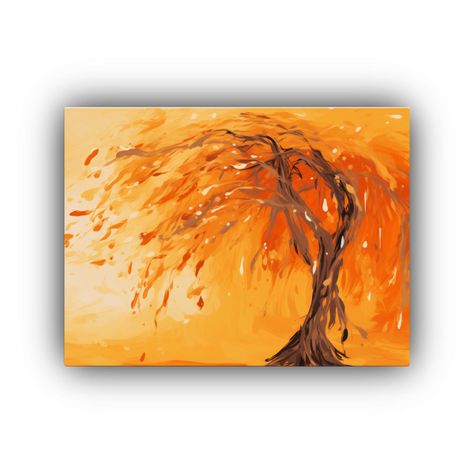 Cuadro Decorativo De Una Palmera En Colores Naranja Y Dorado 60x40cm-0