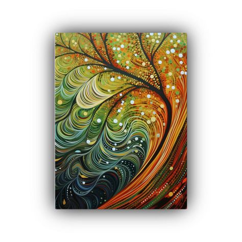 Tela En Bastidor Patrón Intenso Temática Aborigen Australi 30x40cm-0