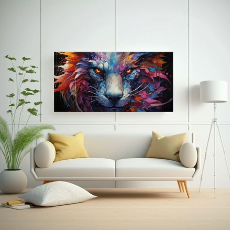 Cuadro Forma Baño Dragón Arcoíris Acuarelas 100x50cm-2