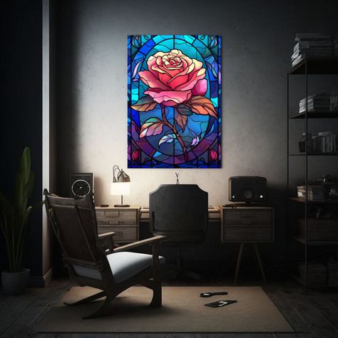 Dibujo Escena Vidriera Rosa Mágica Lienzo 50x65cm-2