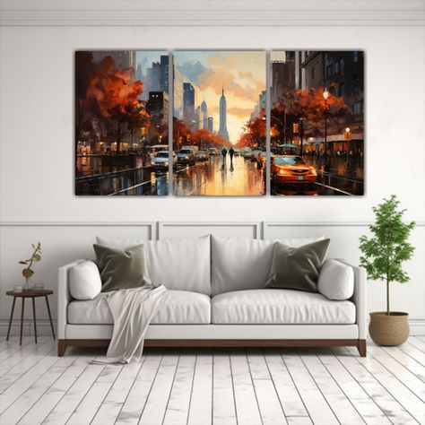 Pintura Set 3 Lienzos Expresión Pop Art Cuchillo 90x45 Cm-2