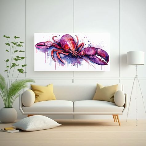 Patron Intenso De Arte: Langosta En Acuarela Y Col 160x80cm-2