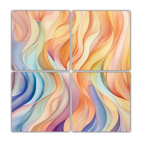 Pintura Acuarela Estilo Bizantino Con Remolinos 160x160 Cm-0
